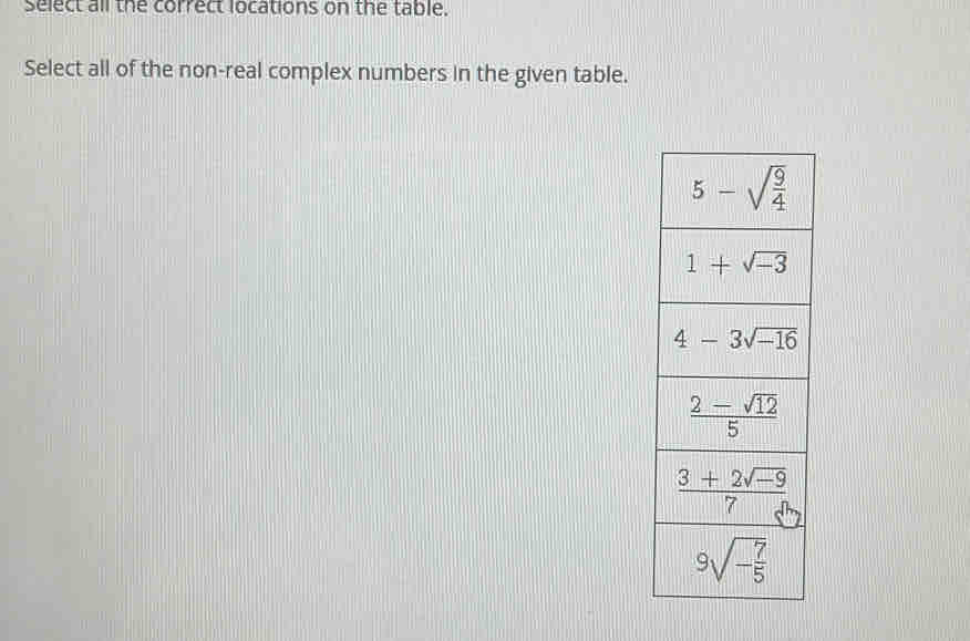 Solved: Select all the correct locations on the table. Select all of ...