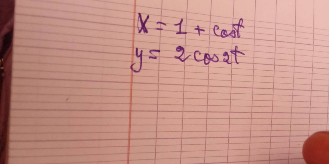 x=1+cos t
y=2cos 2t