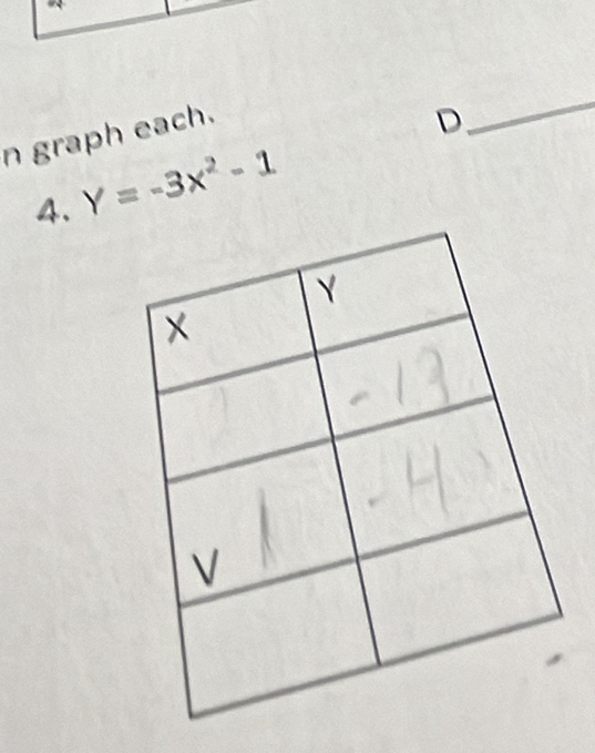 graph each. 
D 
_ 
4. Y=-3x^2-1