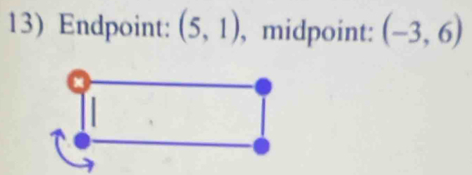 Endpoint: (5,1) , midpoint: (-3,6)