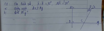 (8: cha dinh vè, widehat A=widehat B=90°, Awidehat DC=80°. 
cliby wigh Aall by. 
bi tike Poverline C_y ?