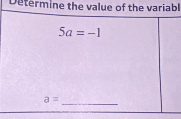 Determine the value of the variabl