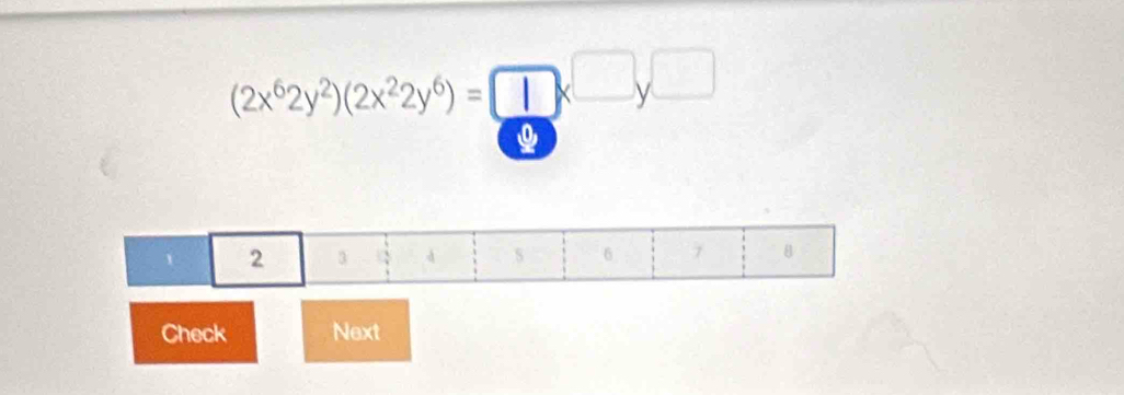 (2x^62y^2)(2x^22y^6)=□ x^(□)y^(□)