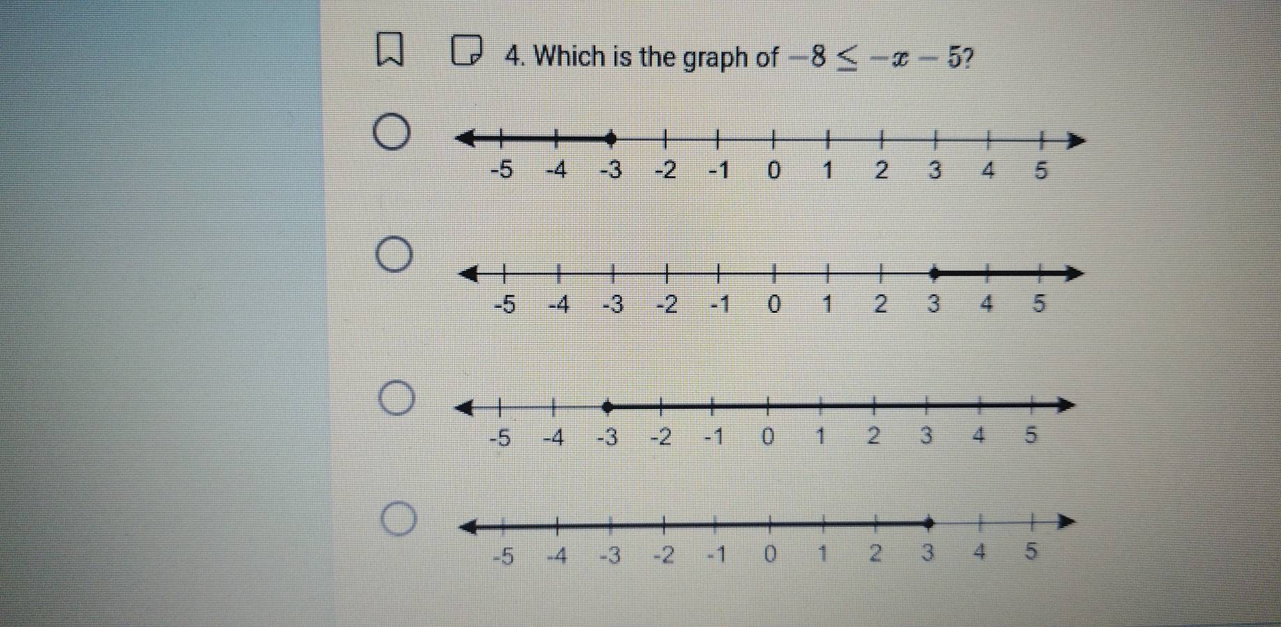 Which is the graph of -8≤ -x-5 2