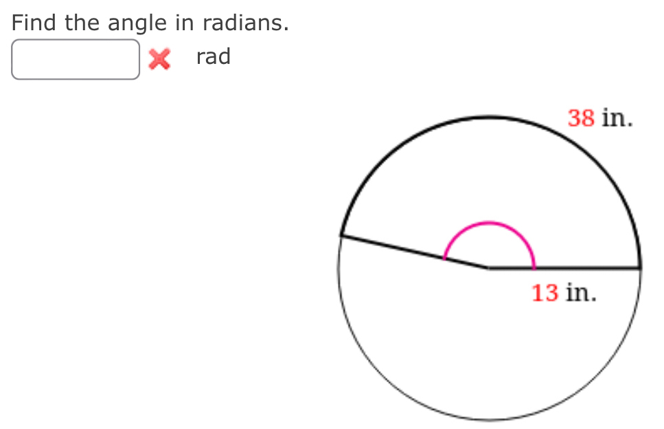 Find the angle in radians. 
rad