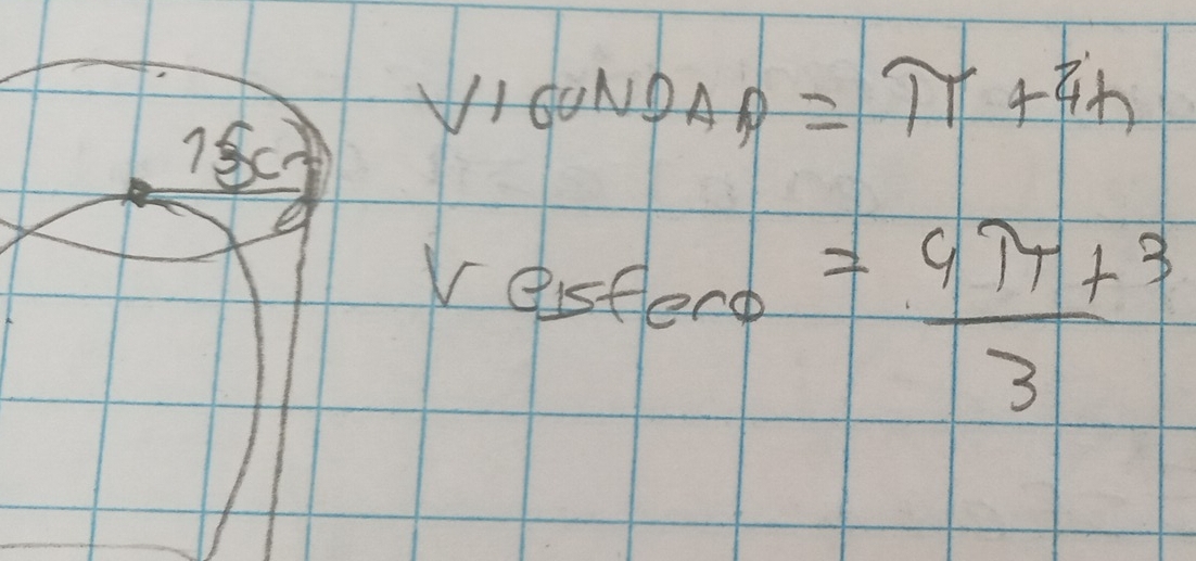 VIOUNPAA =π +4h
frac 15c
V eistere = (4π +3)/3 