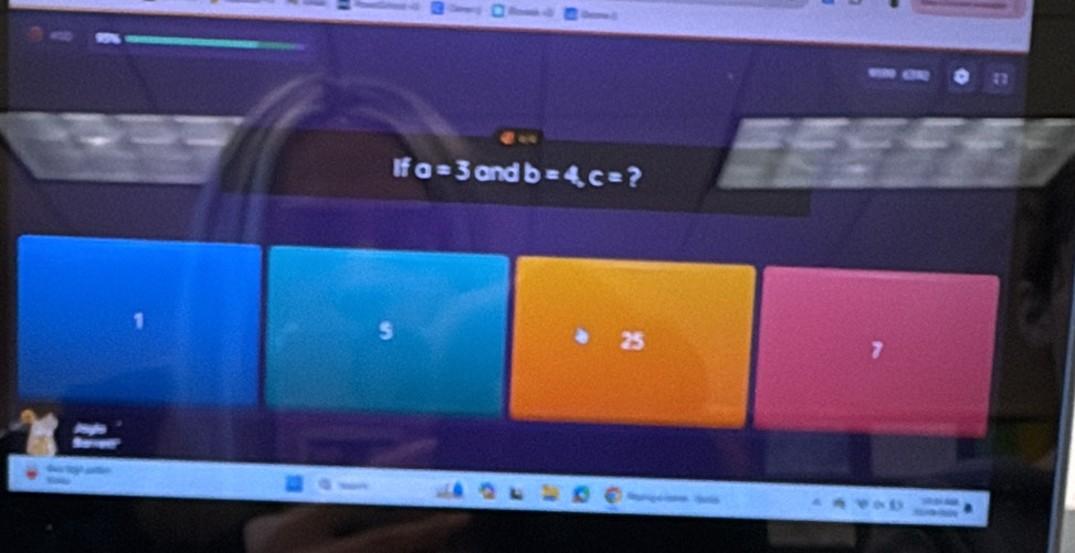 If o=3 and b=4, c= 2
1
s
25
7