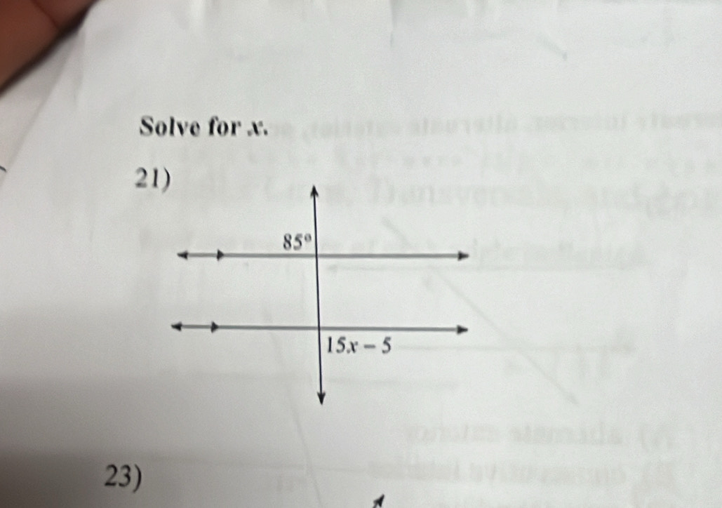 Solve for x.
23)