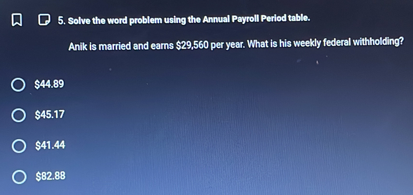 Solved: Solve the word problem using the Annual Payroll Period table ...