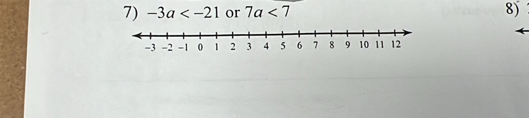 -3a or 7a<7</tex> 8)