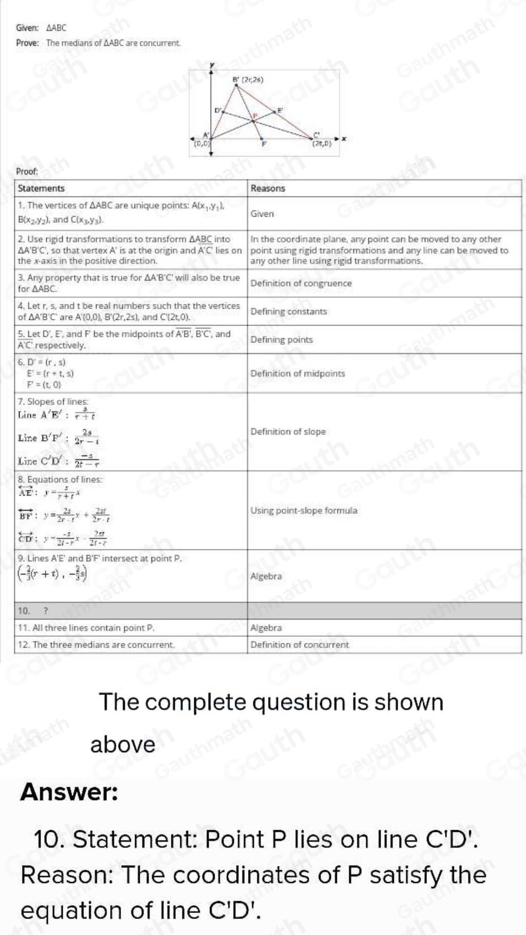 Solved proof statements reasons 20 1 the vertices of abc are unique