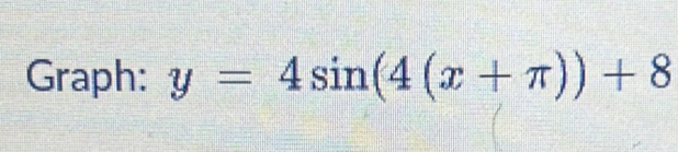 Graph: y=4sin (4(x+π ))+8