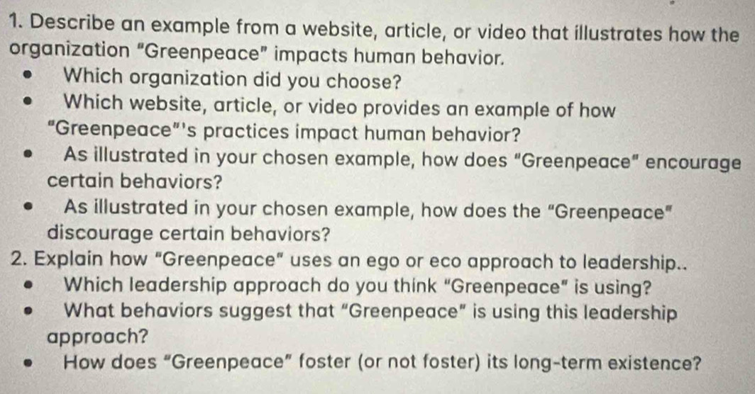 Solved: Describe an example from a website, article, or video that ...