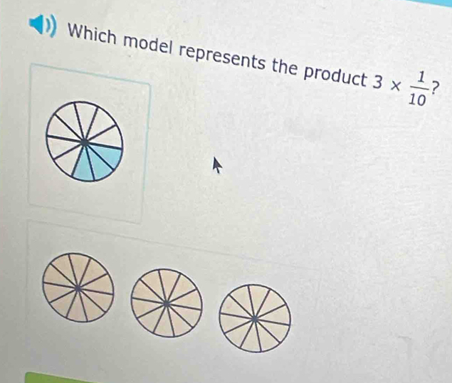 Which model represents the product 3*  1/10  7