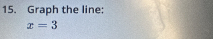 Graph the line:
x=3
