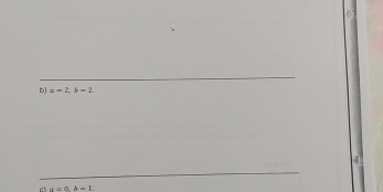 a=2, b=2, 
c a=0, b=1.