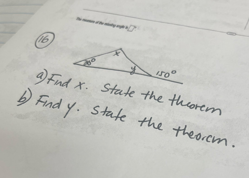 The measure of the missing angle is □°