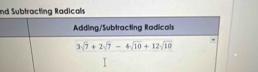 nd Subtracting Radicals