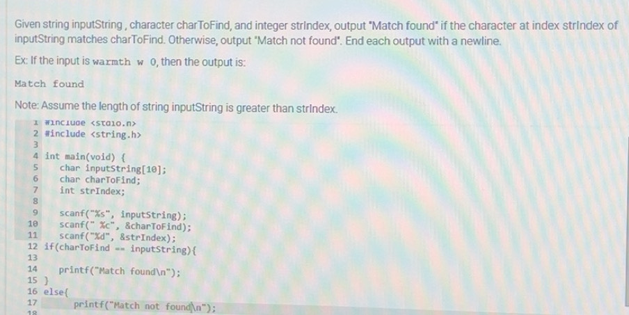 Solved: Given string inputString , character charToFind, and integer ...