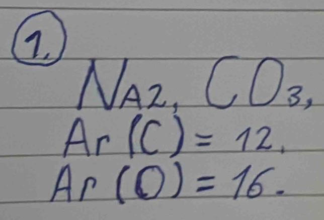 N_A2, CO_3,
Ar(C)=12,
Ar(0)=16.