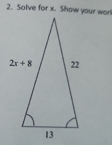 Solve for x. Show your worl