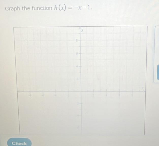 Graph the function h(x)=-x-1. 
Check