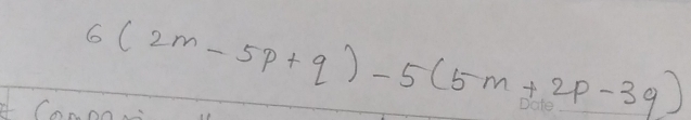 6(2m-5p+9)-5(5m+2p-39)