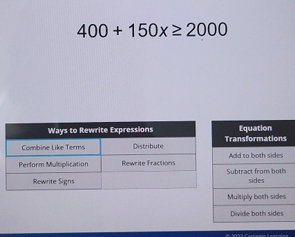 400+150x≥ 2000