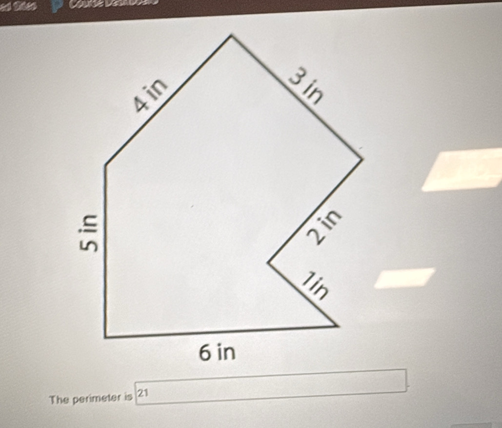 The perimeter is 21