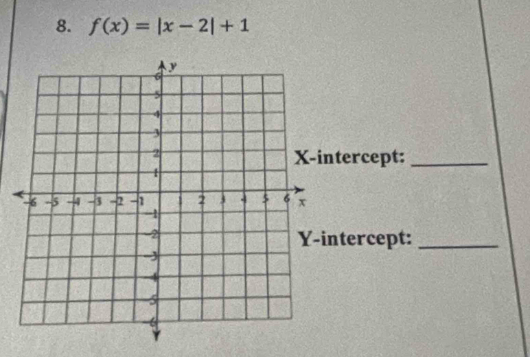 f(x)=|x-2|+1
tercept:_ 
ntercept:_