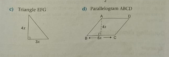 Triangle EFG d) Parallelogram ABCD