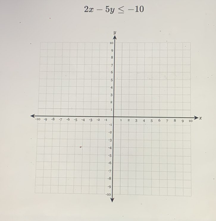 2x-5y≤ -10