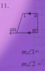 m∠ 1=
m∠ 2=