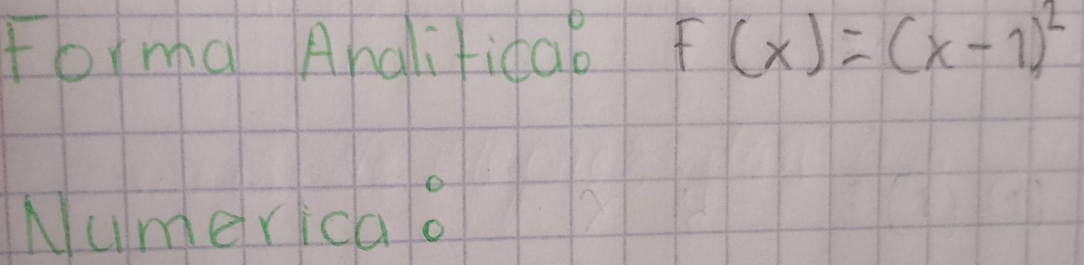 torma Ahalifidal f(x)=(x-1)^2
Numericao