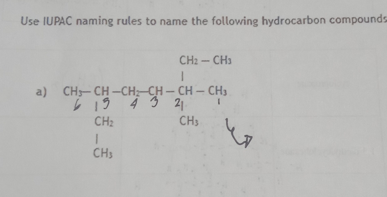 Use IUPAC naming rules to name the following hydrocarbon compounds 
a)  (Cu-Cu-Cu-Cu-Cu=(9-G)/2 +frac _2O=(211)^(Cu-frac 1)2(1-Cu)=frac Cu_2Cu_2