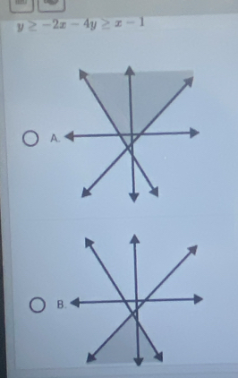 y≥ -2x-4y≥ x-1
A
B