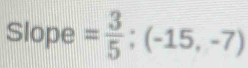 Slope = 3/5 ;(-15,-7)