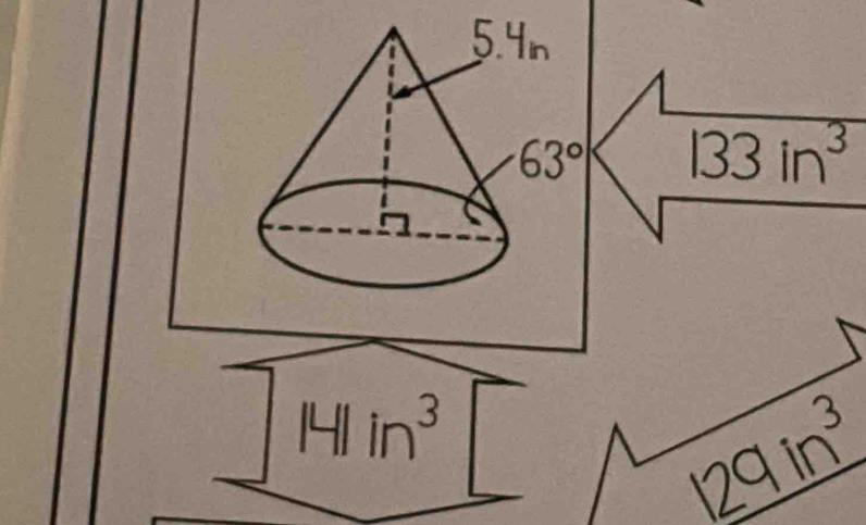 133 in³
141 in³
129 in