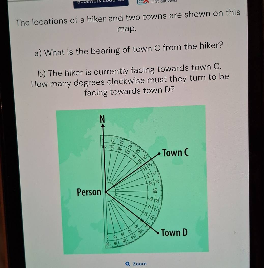 Solved: not allowed The locations of a hiker and two towns are shown on ...