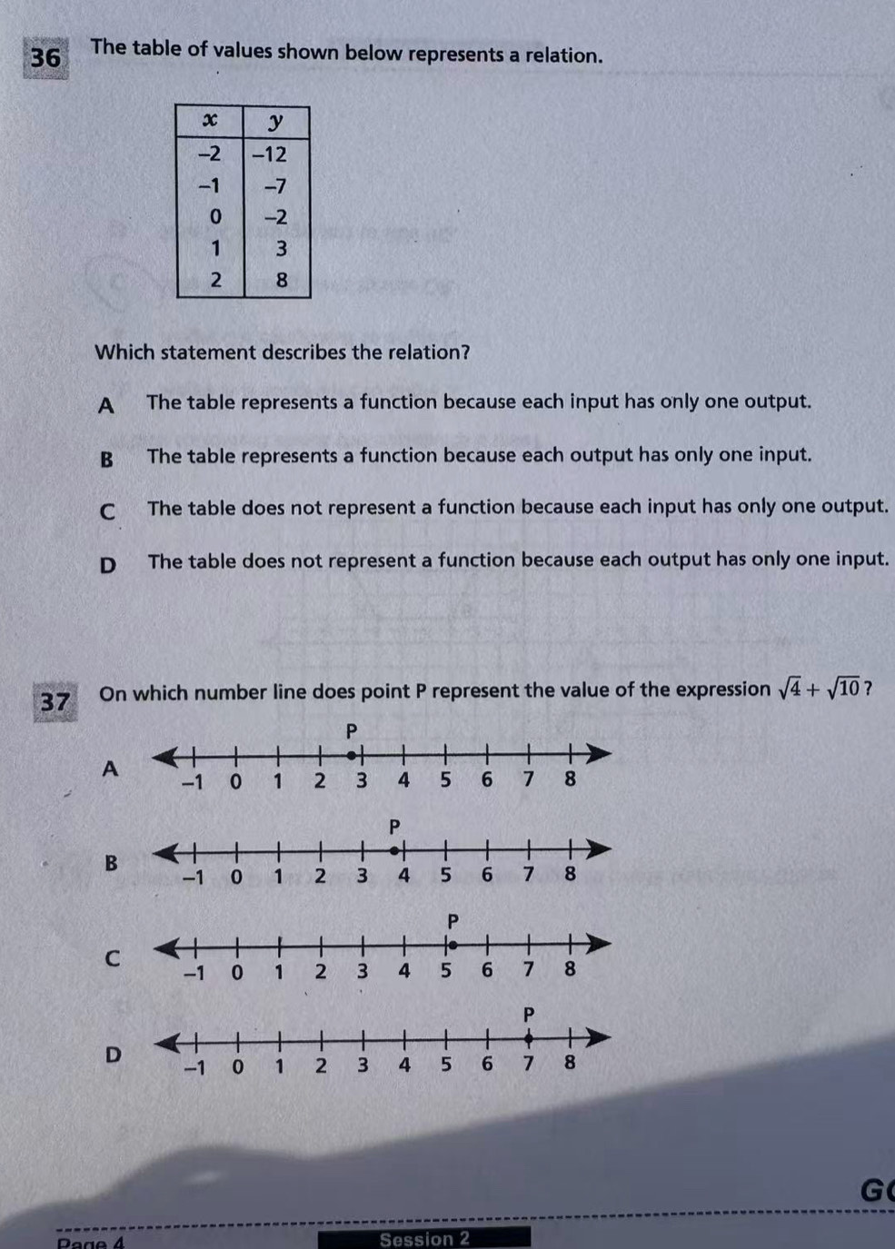 Solved: The table of values shown below represents a relation. Which ...