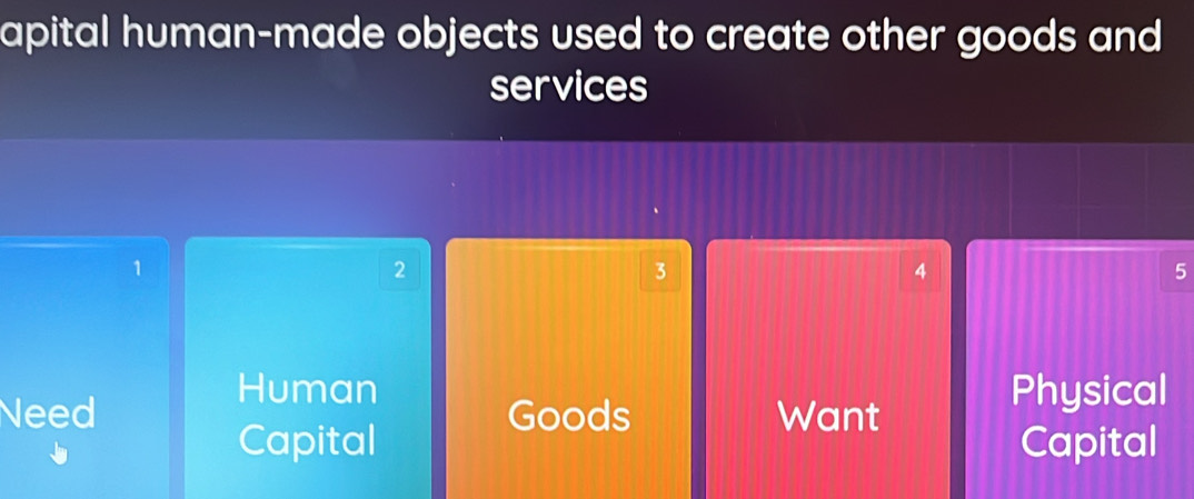 Solved: apital human-made objects used to create other goods and ...