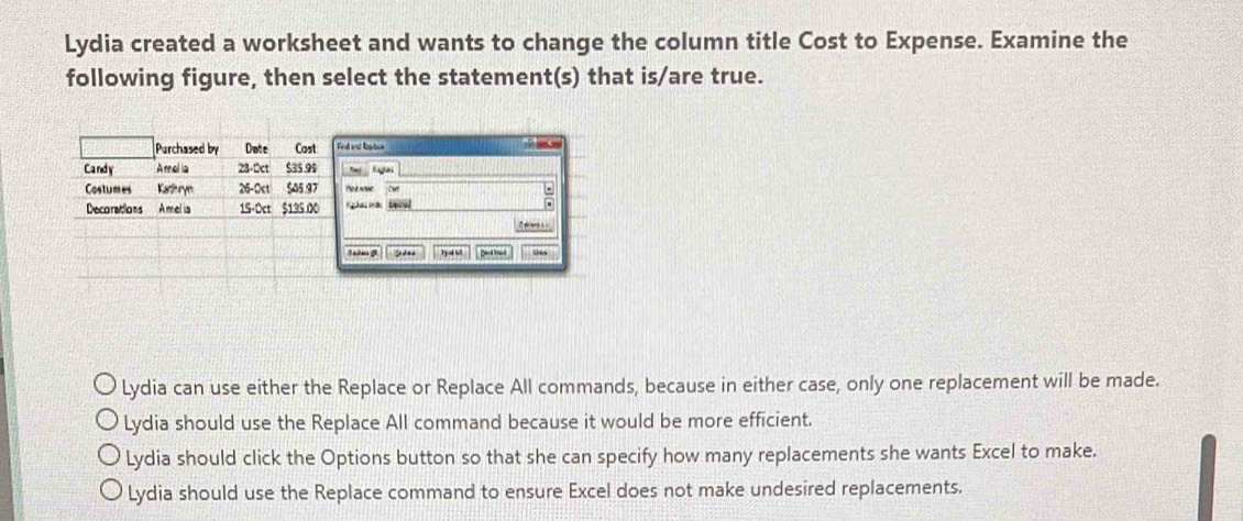 Solved: Lydia created a worksheet and wants to change the column title ...