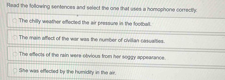 Solved: Read the following sentences and select the one that uses a ...