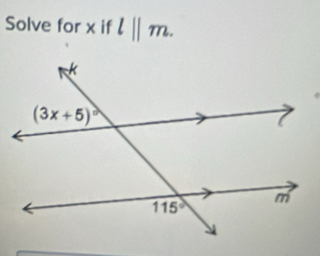 Solve for x if l||m.