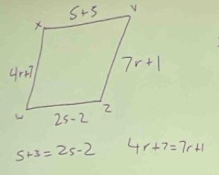 s+3=2s-2 4r+7=7r+1