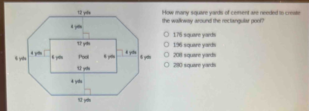 Solved: How many square yards of cement are needed to create the ...