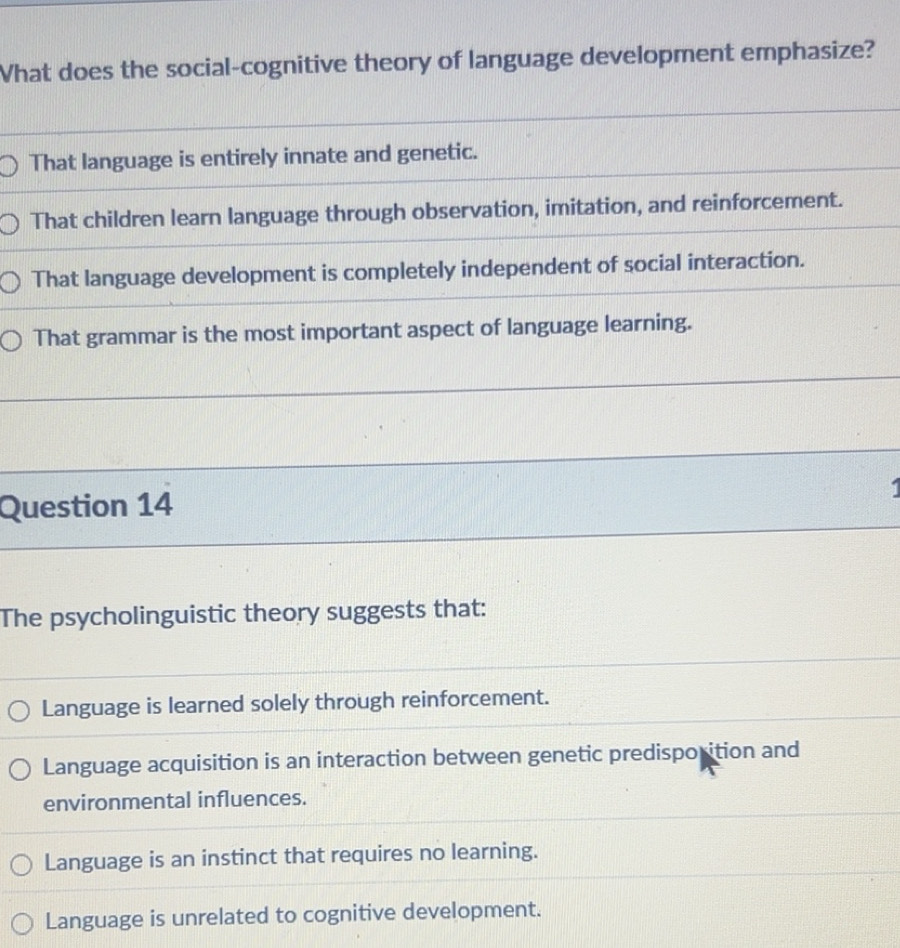 Solved: What does the social-cognitive theory of language development ...