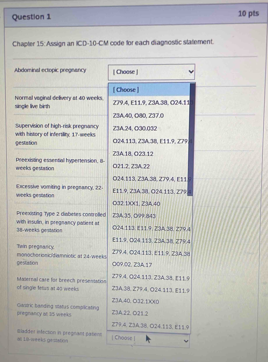 Solved: Chapter 15:Assign an ICD- 10-CM code for each diagnostic ...
