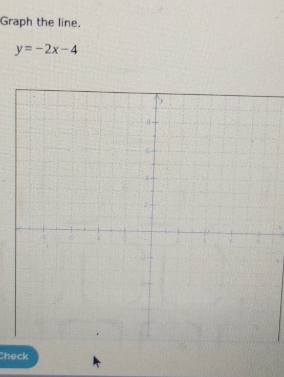 Graph the line.
y=-2x-4
x
Check