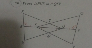 Prove △ PUX≌ △ QSY